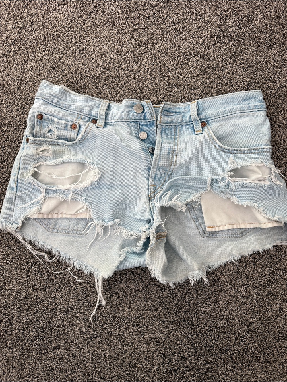 Levi's Light Blue Distressed Denim Cutoff Shorts